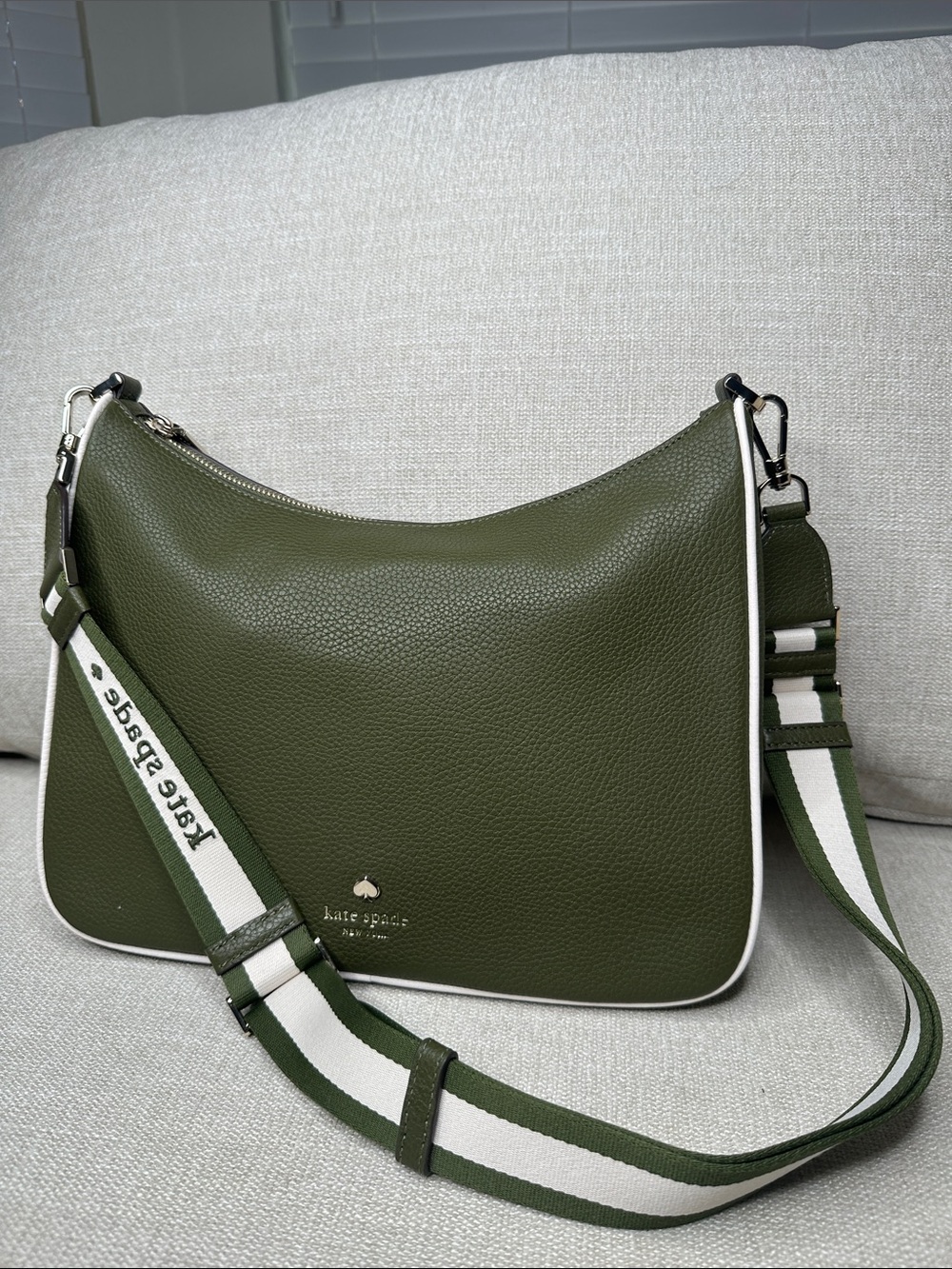 kate spade NWOT New York Olive Green Pebbled Leather Shoulder Bag